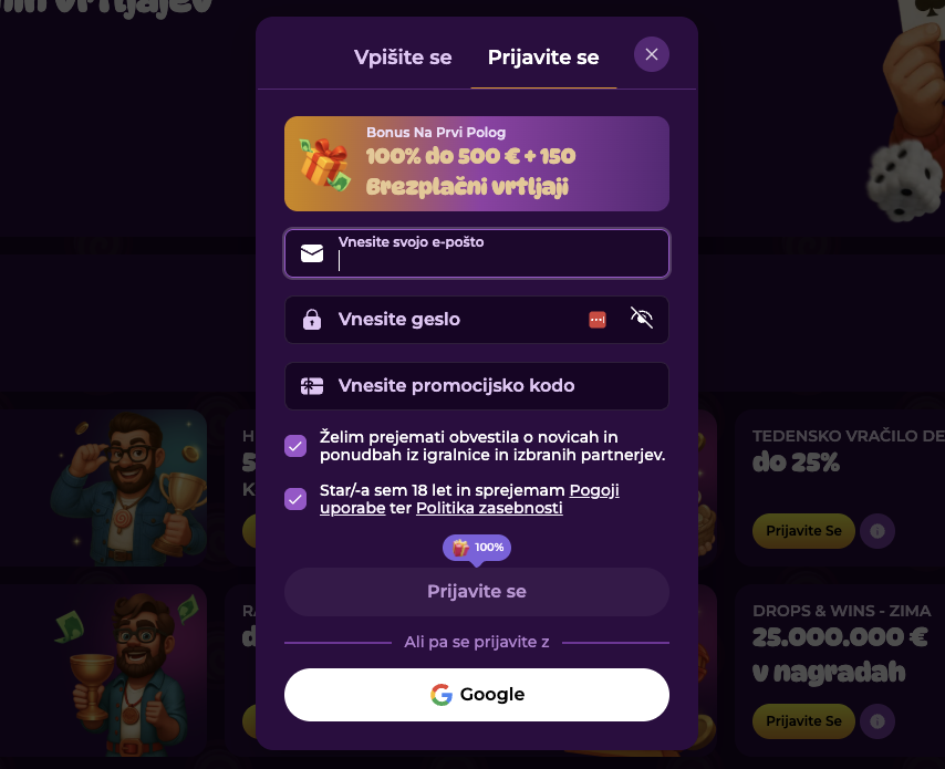 Kako se registrirati na Spinania